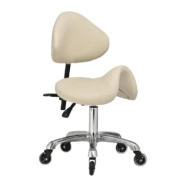 Iris With Adjustable Backrest Medical Saddle Stool Almond Beige